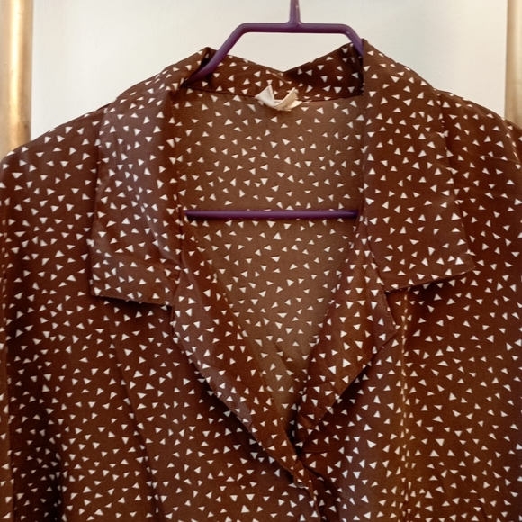 Brown Satin Oversized Plus Shirt - Picture 10 of 13